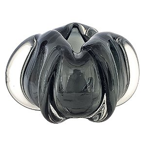 VASO DE VIDRO CINZA - MURANO 18CM X 18CM X 12CM