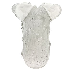 VASO DE VIDRO BRANCO - MURANO 21CM X 21CM X 30CM
