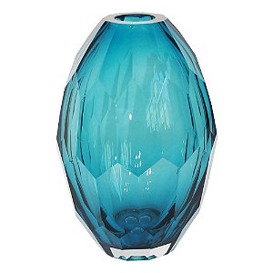 VASO DE VIDRO AZUL 16CM X 16CM X 23,5CM