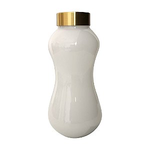 VASO DE VIDRO BRANCO E DOURADO