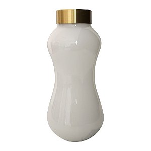 VASO DE VIDRO BRANCO E DOURADO