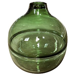 VASO DE VIDRO TRANSPARENTE VERDE 19CM X 19CM X 21CM