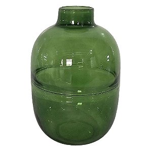 VASO DE VIDRO TRANSPARENTE VERDE 20CM X 20CM X 30CM