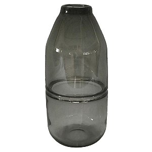 VASO DE VIDRO TRANSPARENTE FUME 13CM X 13CM X 30CM