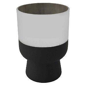 VASO DE VIDRO METALIZADO PRATA E PRETO
