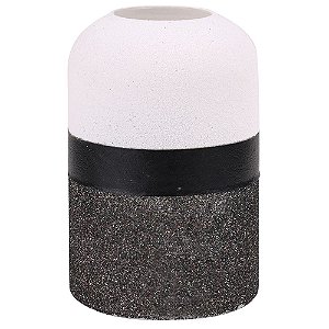 VASO DE VIDRO CINZA, PRETO E BRANCO 10CM X 10CM X 16CM