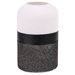 VASO DE VIDRO CINZA, PRETO E BRANCO 14CM X 14CM X 20CM