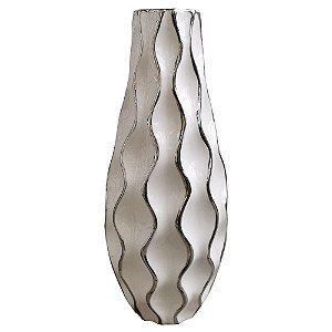 VASO DE CERAMICA BRANCO COM DESENHOS GEOMÉTRICOS 13CM X 13CM
