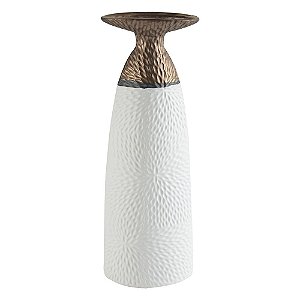 VASO DE CERAMICA BRANCO E DOURADO