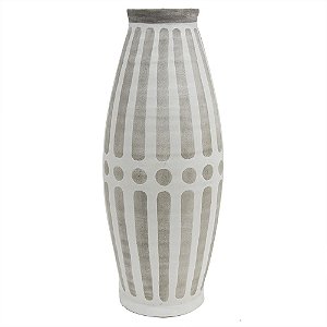 VASO DE CERAMICA CINZA COM DETALHES ETNICOS 18,2CM X 18,2CM