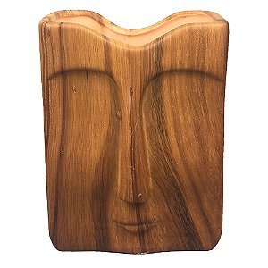 VASO DE CERAMICA ESTILO MADEIRA COM FORMATO DE ROSTO 13CM X