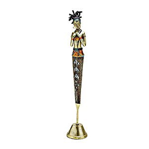 FIGURA DE RESINA- AFRICANA DETALHE DOURADO- 44 CM