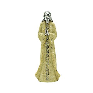 FIGURA DE RESINA COM DETALHE PRATA - ANJO - 26 CM
