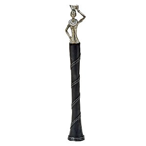 FIGURA DE RESINA PRATA- AFRICANA- 44 CM