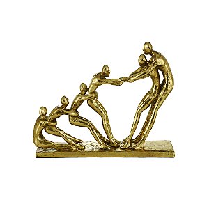 FIGURA DECORATIVA RESINA DOURADA 34x8x20