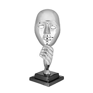 FIGURA DECORATIVA METAL PRATEADA 12x11x31cm
