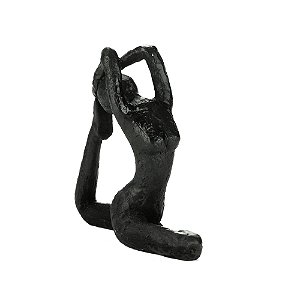 FIGURA DECORATIVA RESINA YOGA PRETA 15x5x14cm