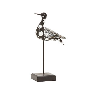 FIGURA DE RESINA- PASSARO COM DETALHES ESPELHADOS-26 CM