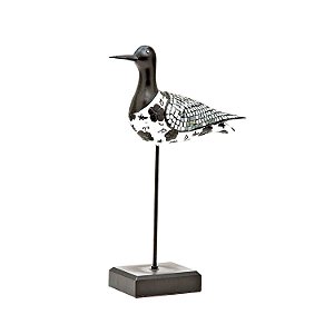 FIGURA DE RESINA- PASSARO COM DETALHES ESPELHADOS-26 CM