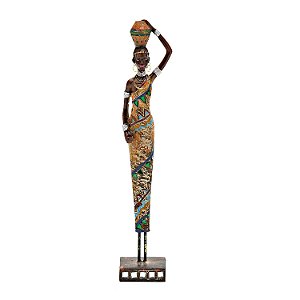 FIGURA DE RESINA- AFRICANA ROUPA COLORIDA- 31 CM