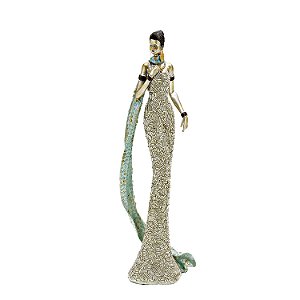 FIGURA DE RESINA- VESTIDO BRANCO 41 CM