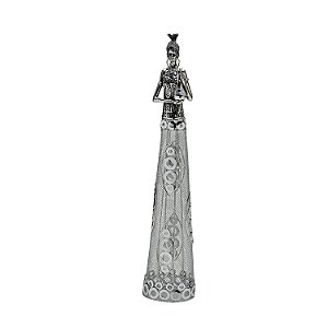 FIGURA DE RESINA- AFRICANA PRATA- 56 CM