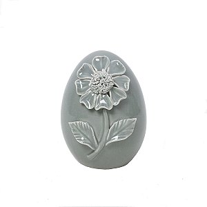 FIGURA DECORATIVA CERÂMICA C/FLOR CINZA 6x7cm
