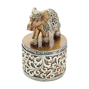 FIGURA DECORATIVA POLIRESINA ELEFANTE DOURADO 10x10x15cm