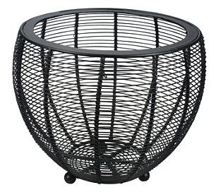 CACHEPOT OVAL EM METAL 22X20CM PRETO