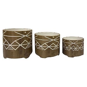 CONJ. DE CACHEPOTS DE CERAMICA  - 3PCS G: 16,5CM X 14CM M: 1