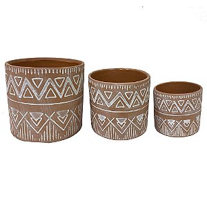 CONJ. DE CACHEPOTS DE CERAMICA  - 3PCS G: 16,5CM X 16CM M: 1