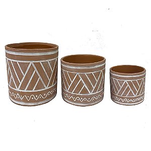 CONJ. DE CACHEPOTS DE CERAMICA  - 3PCS G: 16,5CM X 16CM M: 1
