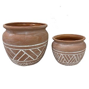 CONJ. DE CACHEPOTS DE CERAMICA - 2PCS G:24CM X 19,5CM P: 17C