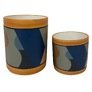 CONJ. DE CACHEPOTS DE CERAMICA - 2PCS G: 14CM X 17,5CM P: 12