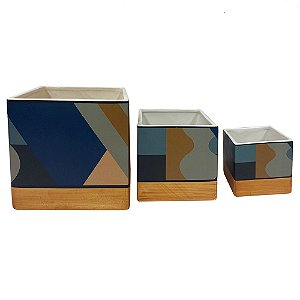 CONJ. DE CACHEPOTS DE CERAMICA  - 3PCS G:17CM X 17CM X 17CM