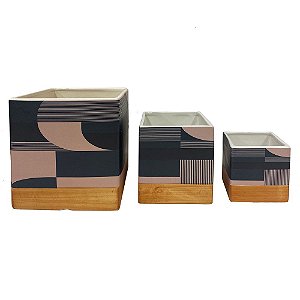 CONJ. DE CACHEPOTS DE CERAMICA  - 3PCS G:17CM X 17CM X 17CM