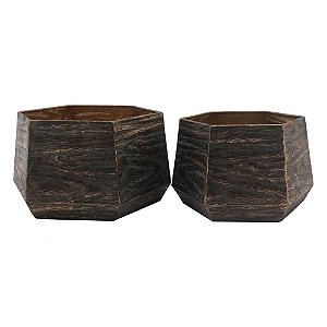 CJ DE CACHEPOTS DE METAL BRONZE  2PCS