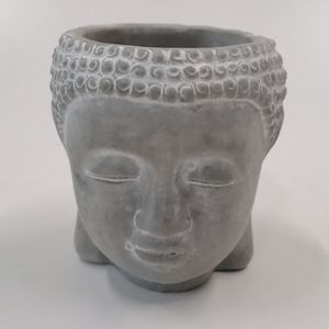 CACHEPOT DE CONCRETO BUDDHA FACE CINZA 10,5x8,5x11cm