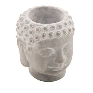 CACHEPOT DE CONCRETO BUDDHA FACE CINZA 8,5x8x9,5cm