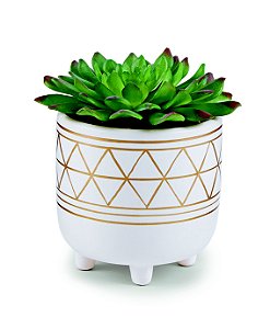 CACHEPOT EM CERAMICA COM SUCULENTA PERMANENTE