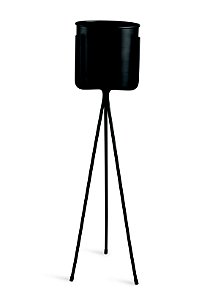 KIT CACHEPOT PRETO EM METAL COM SUPORTE- 3 PCS