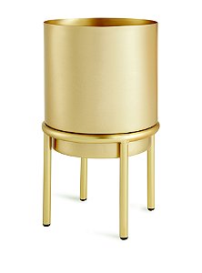 KIT CACHEPOT DOURADO EM METAL COM SUPORTE- 2 PCS
