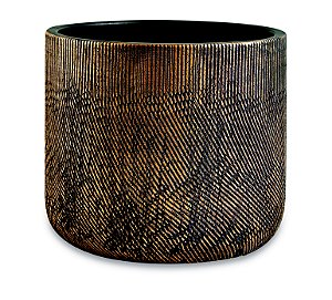 KIT CACHEPOT PRETO E DOURADO EM CIMENTO - 3 PCS