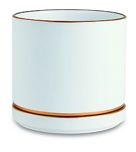 KIT CACHEPOT BRANCO E DOURADO EM CERAMICA - 2PCS
