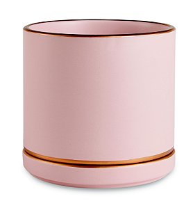 KIT CACHEPOT ROSA E DOURADO EM CERAMICA - 2PCS