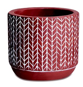 KIT CACHEPOT VERMELHO EM CIMENTO - 3 PCS