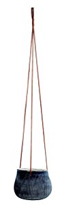 CACHEPOT PENDENTE PRETO EM CERAMICA