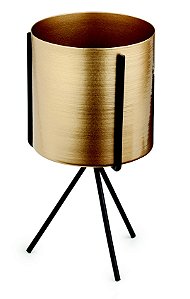 KIT CACHEPOT DOURADO EM METAL COM SUPORTE - 3 PCS