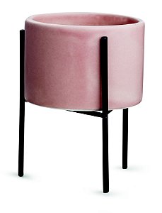 KIT CACHEPOT ROSA COM SUPORTE EM METAL - 3 PCS