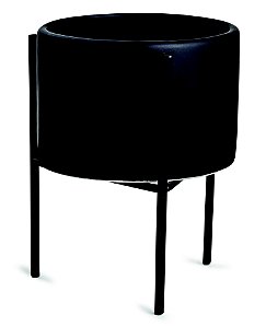 KIT CACHEPOT PRETO COM SUPORTE EM METAL - 3 PCS